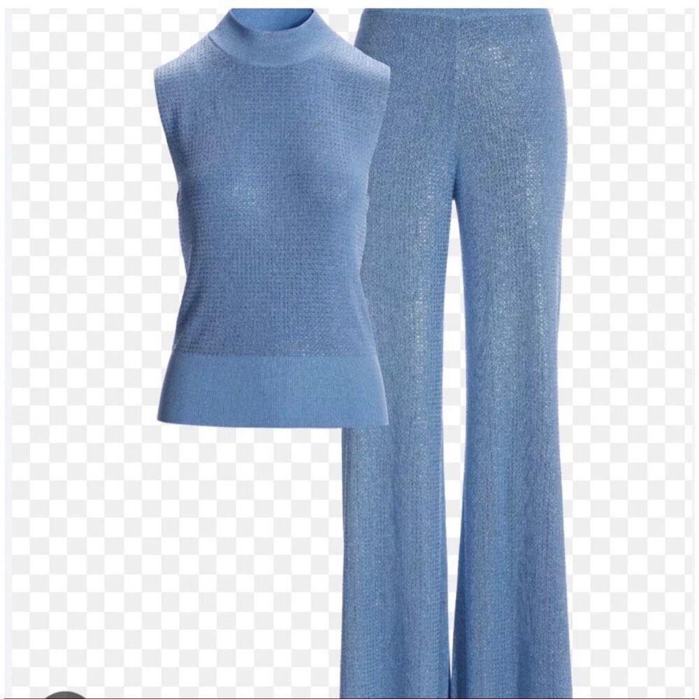 BOSTON PROPER | sky blue rhinestone lounge set S - Picture 2 of 8